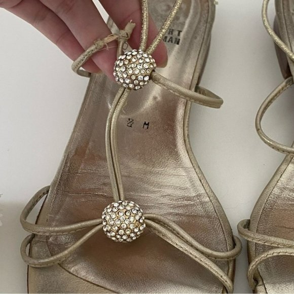 STUART Weitzman Y2K Kitten Heels Sandals in Silver Rhinestones  M 75 - Picture 2 of 8
